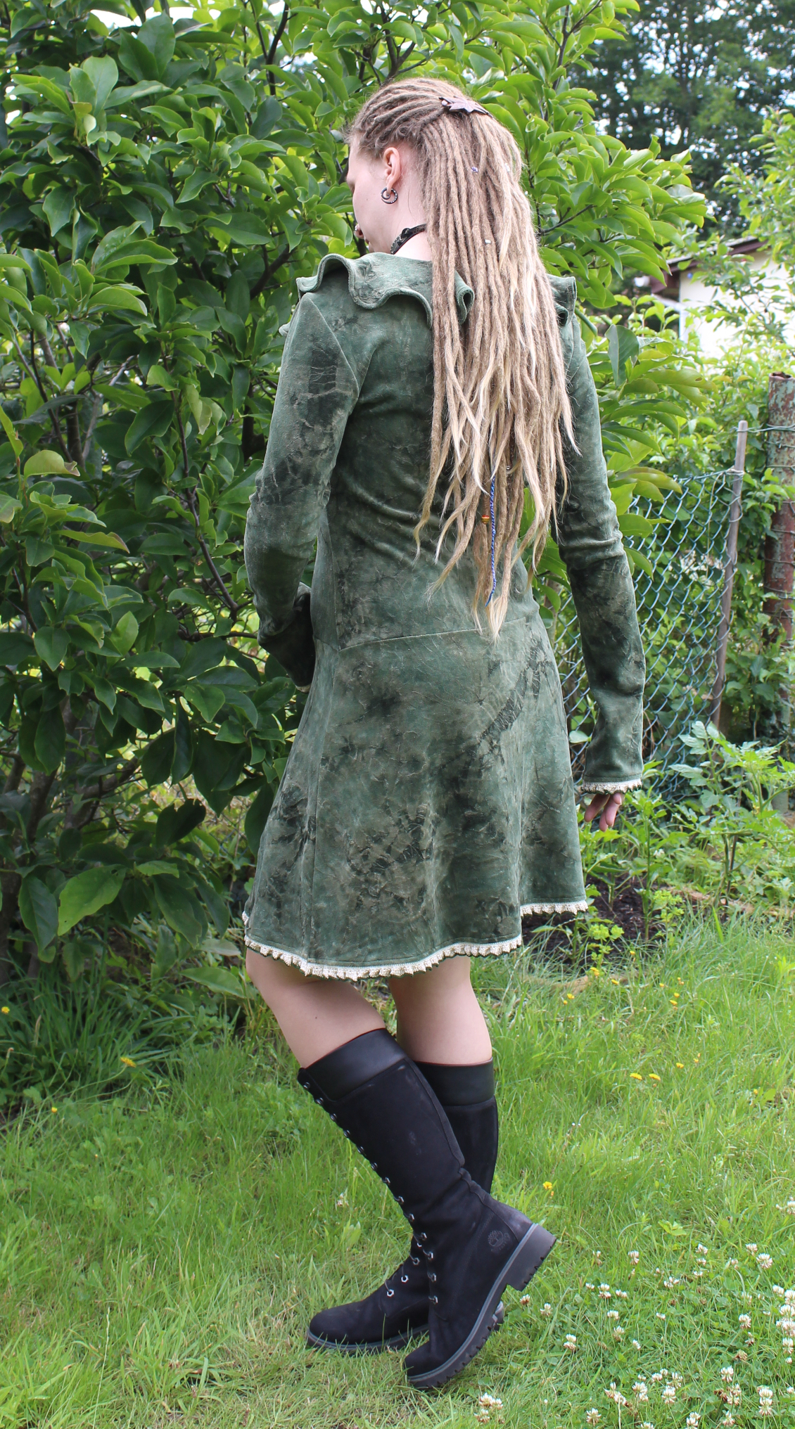 Nicky Samt Kleid Dragon in Grün/Beige